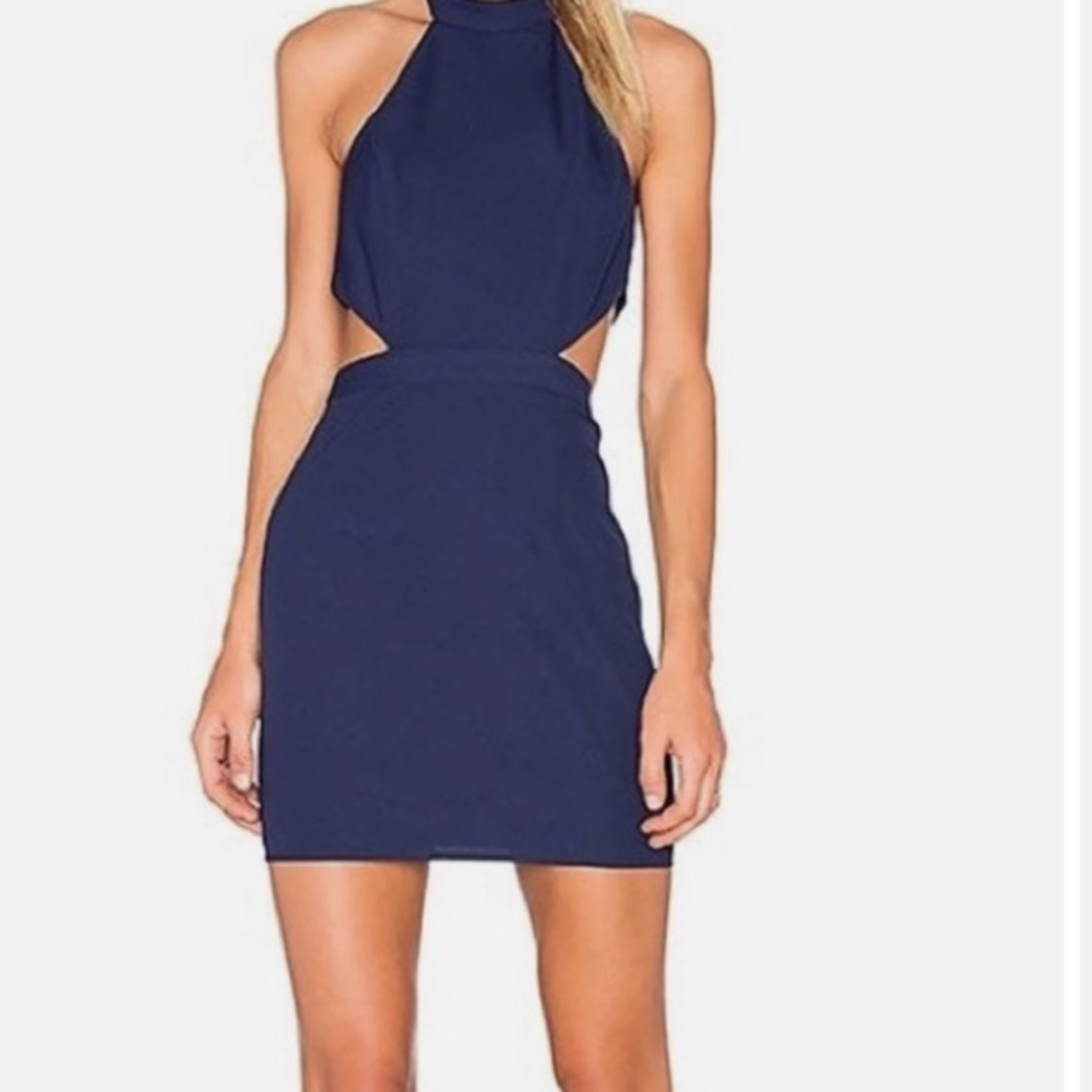 Never worn navy blue NBD open back dress size XS